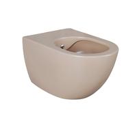 Creavit RimOff Wall-Mounted Toilet, Rimless Washdown with Bidet Function, Antibacterial Sanitary Ceramic, without Toilet Seat, Horizontal Outlet, Guest Toilet, 35.5 x 35 x 51 cm, Matte Cappuccino