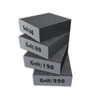 Creavvee 4pcs Abrasive Sanding Sponge Blocks with Wet and Dry Dual-Use, Washable and Reusable, Ideal for Wood and Metal Polishing, Grey, 100x70x25mm, Grit Size 60, 80, 120, 220