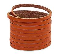 Creavvee Flat Genuine Real Leather Strip Bead Thong Cord Braiding String Threads Lace Cowhide Craft for Jewelry Making Necklace Bracelet, 5mm x 3m, Light Brown