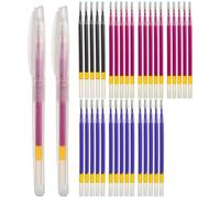 CREAWONDER 35 Extra-thick Refills with 2 Heat Erasable Pens for Fabric Markers, Cloth Marking Pens, Sewing Quilting, Heat disappearing Ink Pen for Dressmaking, Tailors Sewing Chalk Pencils