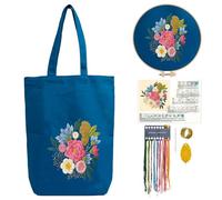 CREAWONDER Canvas Tote Bag Embroidery Kit with Pattern for Beginners, Arts and DIY Embroidery Crafts Kits for Adults, Include Instructions, Embroidery Hoops, Color Threads and Tool