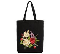 CREAWONDER Canvas Tote Bag Embroidery Kit with Pattern for Beginners, Arts and DIY Embroidery Crafts Kits for Adults, Include Instructions, Embroidery Hoops, Color Threads and Tool