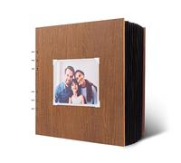 Creawoo Wooden Square Scrapbook Photo Album 24x24 CM Black Photo Scrap Book Memory Book with 80 Pages for Baby, Wedding, Travel Record, Blank Inside for Art Craft Designs