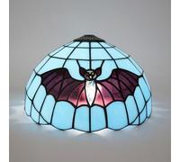 Crecobo Tiffany lampshade 12 inch Stained Glass Blue Bottom Black bat Hand Replacement Suitable for Table lamp Chandelier Floor and Other Style Retro Home Decoration