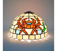 Crecobo Tiffany lampshade 12-inch Stained Glass Orange Crab Handmade Replacement Suitable for Table lamp Chandelier Floor and Other Style Retro Home Decoration