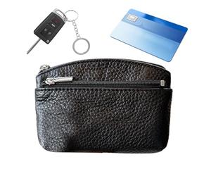 Credit Card Case - Small Change Wallet, Portable Key Bag | Fine Grain Cowhide Handcrafted Finish Waterproof Construction with Smooth Structure, Elegant, Black, Please refer to the description, Please
