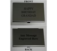 CREDIT CARD HOLDER BUSINESS CARD HOLDER PERSONALISED HAPPY BIRTHDAY GRANDAD BC125 CAN BE PERSONALISED ENGRAVED AT NO EXTRA CHARGE ON THE BACK