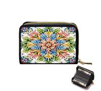 Credit Card Holder, DIY Diamond Art Painting Zipper Credit Cards Wallet for Women Accordion Card Cases Holder Keychain Wallet-Mandala