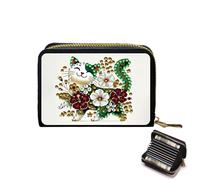 Credit Card Holder, DIY Diamond Art Painting Zipper Credit Cards Wallet for Women Accordion Card Cases Holder Keychain Wallet-Cat-1