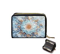Credit Card Holder, DIY Diamond Art Painting Zipper Credit Cards Wallet for Women Accordion Card Cases Holder Keychain Wallet-White Flower