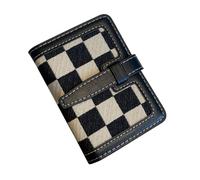 Credit Card Holder for Women Plaid Pattern Canvas Checkered Wallet Business Card Holder Minimalist Light Thin Card Storage Case, black, European and American Revival