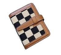 Credit Card Holder for Women Plaid Pattern Canvas Checkered Wallet Business Card Holder Minimalist Light Thin Card Storage Case, yellow, European and American Revival