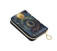 Credit Card Holder Magic Occult Symbol Small PU Leather Zipper Card Case Wallet for Women