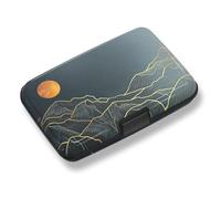 Credit Card Holder, Mini RFID Small Aluminum Card Wallet, Blocking Slim Metal Business Card Case, RFID Blocking Front Pocket Wallet Hard Case Durable CC Holder for Men Boy, Cool Abstract Mountain