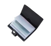 Credit Card Holder, PU Leather Large Card Sleeve RFID Blocking Portable Slim Pocket Wallet Minimalist Small Cash ID Business Case with Clear Sleeves for Men Women(Build in 26 Slot Horizontal Black)