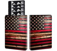 Credit Card Holder PU Leather Trifold Pop Up Card Slot Wallet, with RFID Blocking & Magnetic Close Credit Cards Cash Wallets, Slim Pocket Credit Card Holder for Women Men, A12, Wooden USA Flag