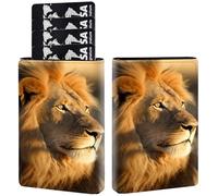 Credit Card Holder PU Leather Trifold Pop Up Card Slot Wallet, with RFID Blocking & Magnetic Close Credit Cards Cash Wallets, Slim Pocket Credit Card Holder for Women Men, A12, Lion