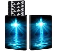 Credit Card Holder PU Leather Trifold Pop Up Card Slot Wallet, with RFID Blocking & Magnetic Close Credit Cards Cash Wallets, Slim Pocket Credit Card Holder for Women Men, A11, Glow Cross