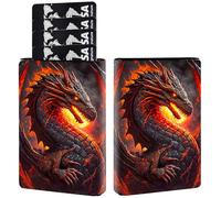 Credit Card Holder PU Leather Trifold Pop Up Card Slot Wallet, with RFID Blocking & Magnetic Close Credit Cards Cash Wallets, Slim Pocket Credit Card Holder for Women Men, A12, Fiery Dragon