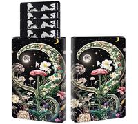 Credit Card Holder PU Leather Trifold Pop Up Card Slot Wallet, with RFID Blocking & Magnetic Close Credit Cards Cash Wallets, Slim Pocket Credit Card Holder for Women Men, A12, Wildflower Moon