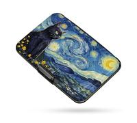 Credit Card Holder RFID Aluminum card case Starry Sky Cat mini Wallet Women | ABS Business ID Case,Hard Case Large Capacity 6 Slots, Waterproof Durable ，Secure Closure Slim Small Credit Card Protector
