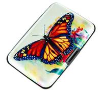 Credit Card Holder RFID Blocking Wallet for Women Men Small Mini Metal Slim Hard Aluminum Business Card Case, Butterfly, S, Classic, Minimalist, American, Vintage