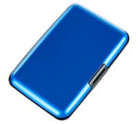 Credit Card Holder RFID Blocking Wallet for Women Men Small Mini Metal Slim Hard Aluminum Business Card Case, Blue, S, Classic, Minimalist, American, Vintage