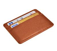 Credit Card Holder Slim Wallet Leather Minimalist Wallet with ID Window, Brown, S
