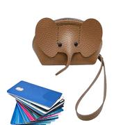 Credit Card Holder Wallet - Elephant Handbag, Small Change Bag | PU Leather Zipper Wallet For Women, Cute Animal Coin Purse | Compact Change Wallet, Khaki, Se référer au descriptif, Refer to