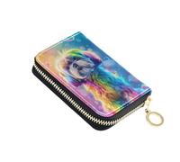 Credit Card Holder Wallet RFID Blocking Zipper Card Cases Shih Tzu Dog Leather Slim Small for Women Men