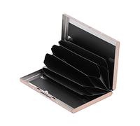 Credit Card Holder with Elegant Brushed Stainless Steel Design for Business Cards and Wallets for Men and Women (Stainless Steel Card Holder 6 Cards Rose Gold)