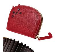 Credit Card Holder - Zipper Card Holder, Card Holder | Cartoon Zipper Cat Wallet, Portable Zipper Card Purse for Coin Purse for Approx, Wine Red, Fare riferimento alla descrizione, Please refer to