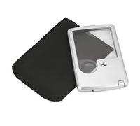 Oumefar 2Pcs Credit Card Magnifier With LED Light Illuminated Square with Leather Case 3X 6X Double Lens Pocket Sized Magnifying Glass (White 1Pcs)