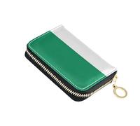 Credit Card Protector RFID Blocking Small Women Wallet Leather Travel Wallet with Zipper Nigeria Flag