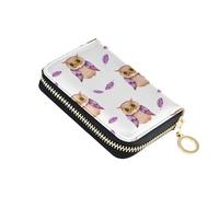 Credit Card Protector RFID Blocking Wallets for Women Zip Around Small Travel Wallet with Zipper Cute Owls White