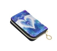 Credit Card Protector RFID Blocking Zip Around Wallets for Women Small Travel Wallet with Zipper White Angel Wings Heart