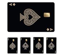 Credit Card Sticker, Protect Multiple Payment Cards During Travel, Add Personalised Style to Daily Wallet Items, Conceal Sensitive Card Information, Black Poker Design Set of Five