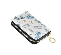 Credit Card Wallets RFID Blocking Zip Around Womens Wallets Leather Mens Wallet with Coin Pocket Blue Mermaids Bubble Sea