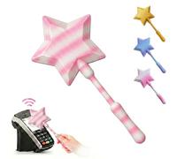 Credit Card Wand Tap to Pay, 3D Printed Magic Wand Credit Card Holder, Magic Fairy Pay Wand, Contactless Payment Card Holder with Hidden Slot, Star Wand Gift for Adults and Teens，Rainbow，Pink stripes