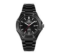 Credrio Men's Watch Stainless Steel Business Dress Pointer Pattern Dial Stone Simple English Watch with Day-Date Waterproof Luminous Men's Watch, Black