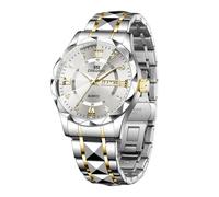 Credrio Watch for Men Stainless Steel Waterproof Diamond Business Dress Analog Quartz Luminous Date Two Tone Luxury Casual Wrist Watch