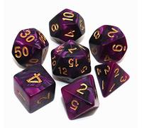CREEBUY 7Pcs DND Dice Set Black Purple RPG Polyhedral Dice for Dungeon and Dragons MTG D&D D20 D12 D10 D8 D6 D4