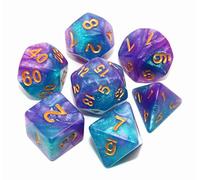 CREEBUY DND Dice Set Lake Blue & Purple Polyhedral RPG Dice for Dungeon and Dragons D&D Role Playing Games Table Games Glitter Dice