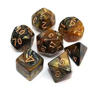 CREEBUY DND Polyhedral Dice for Dungeon and Dragons D&D RPG Role Playing Games Gold Black Dice with Dice Bag