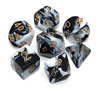 CREEBUY DND RPG Polyhedral Dice Set Black & White Dice for Dungeon and Dragons D&D Pathfinder Role Playing Game Dice with Dice Bag