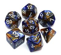 CREEBUY Polyhedral Dice Set - Blue & Gold Dice for Dungeon & Dragons, Pathfinder RPG