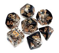 CREEBUY Polyhedral Dice Set for Dungeons and Dragons, D&D, Pathfinder, Transparent and Black Gradient, Set of 7 Dice for Role Playing Games