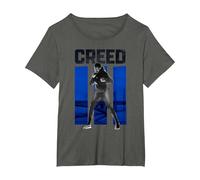 Creed 3 Adonis Creed Blue Panel Distressed Fighter Portrait T-Shirt, Women's Plus, Asphalt Grey, 4X