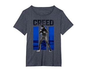Creed 3 Adonis Creed Blue Panel Distressed Fighter Portrait T-Shirt, Women's Plus, Heather Blue, 6X