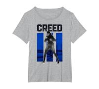 Creed 3 Adonis Creed Blue Panel Distressed Fighter Portrait T-Shirt, Women's Plus, Heather Grey, 4X